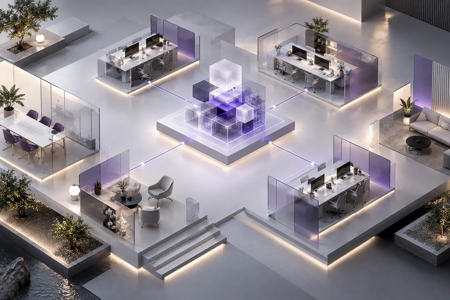 Conceptual illustration of interconnected engineering workspaces