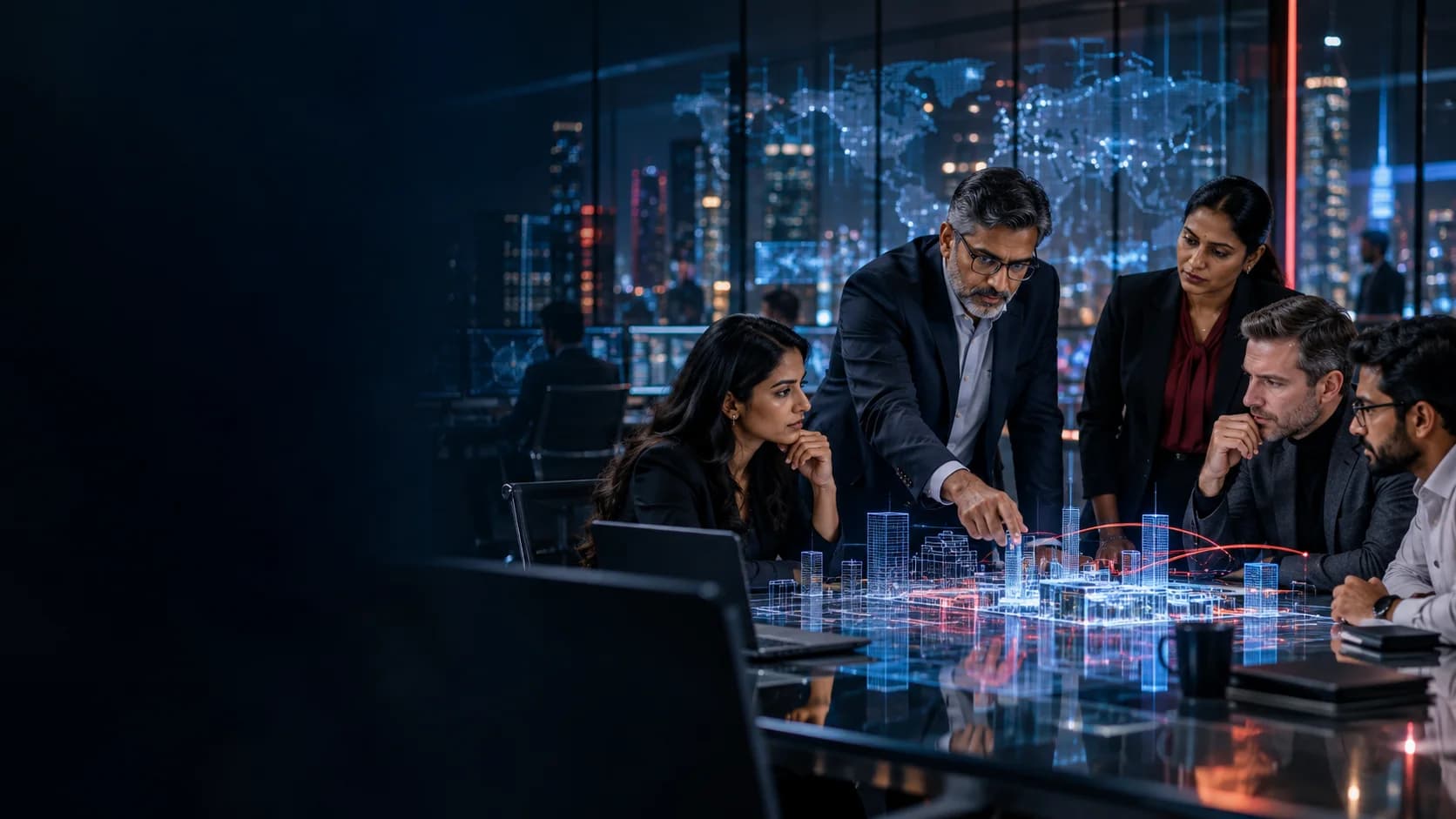 Enterprise team working with connected digital technology